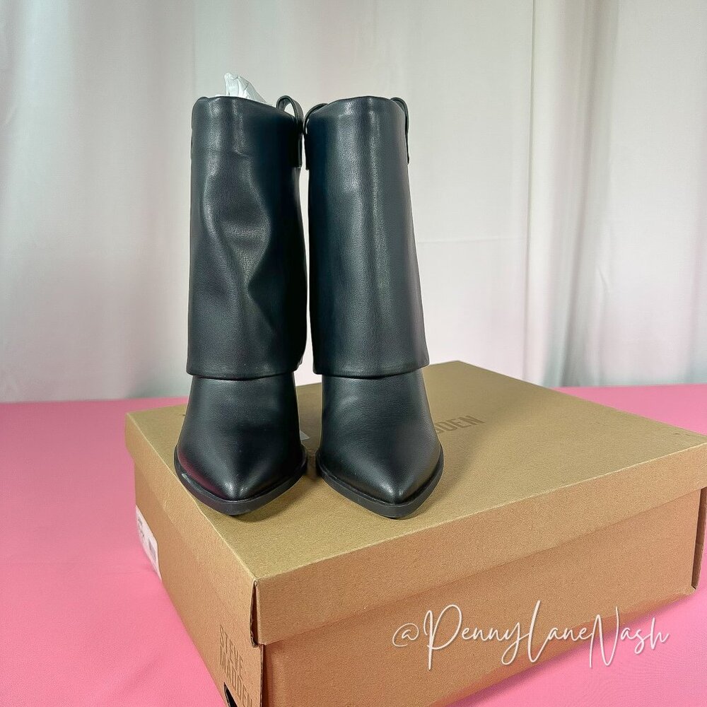 Steve Madden Lark Black Pointed Toe Ankle Booties Size 7.5M NEW - Picture 4 of 14